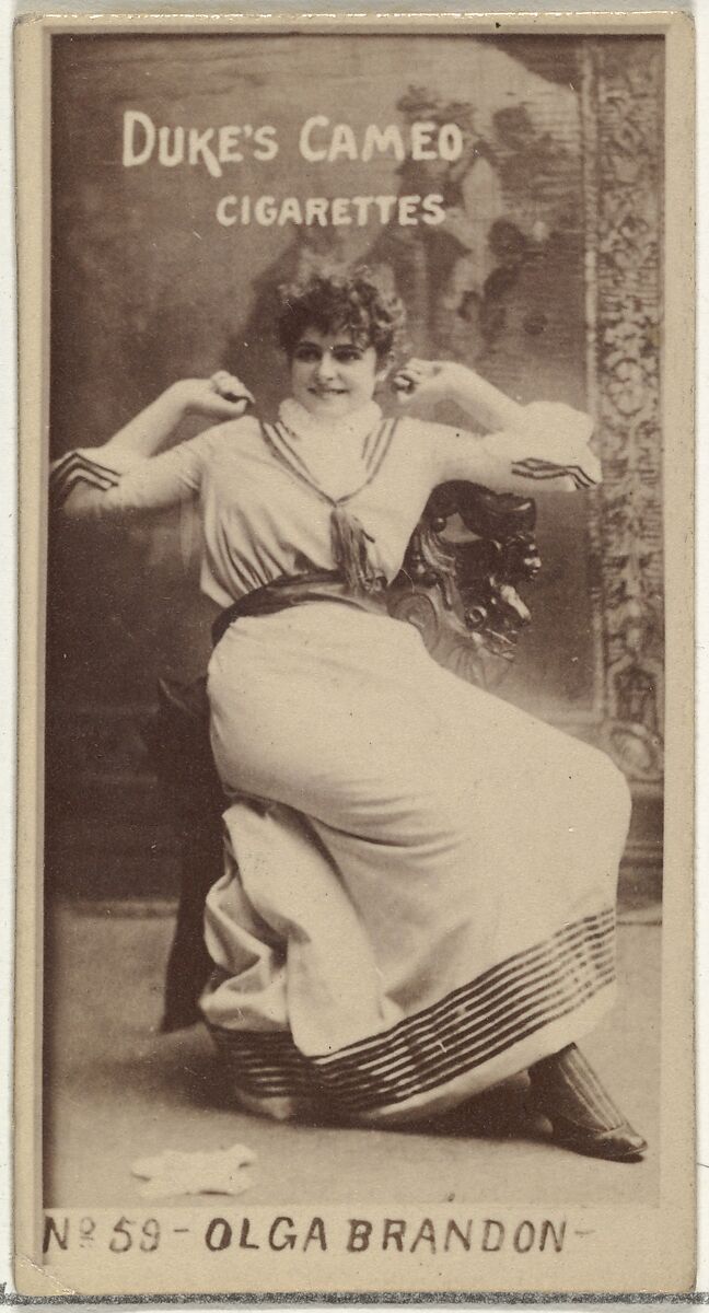 Card Number 59, Olga Brandon, from the Actors and Actresses series (N145-4) issued by Duke Sons & Co. to promote Cameo Cigarettes, Issued by W. Duke, Sons &amp; Co. (New York and Durham, N.C.), Albumen photograph 