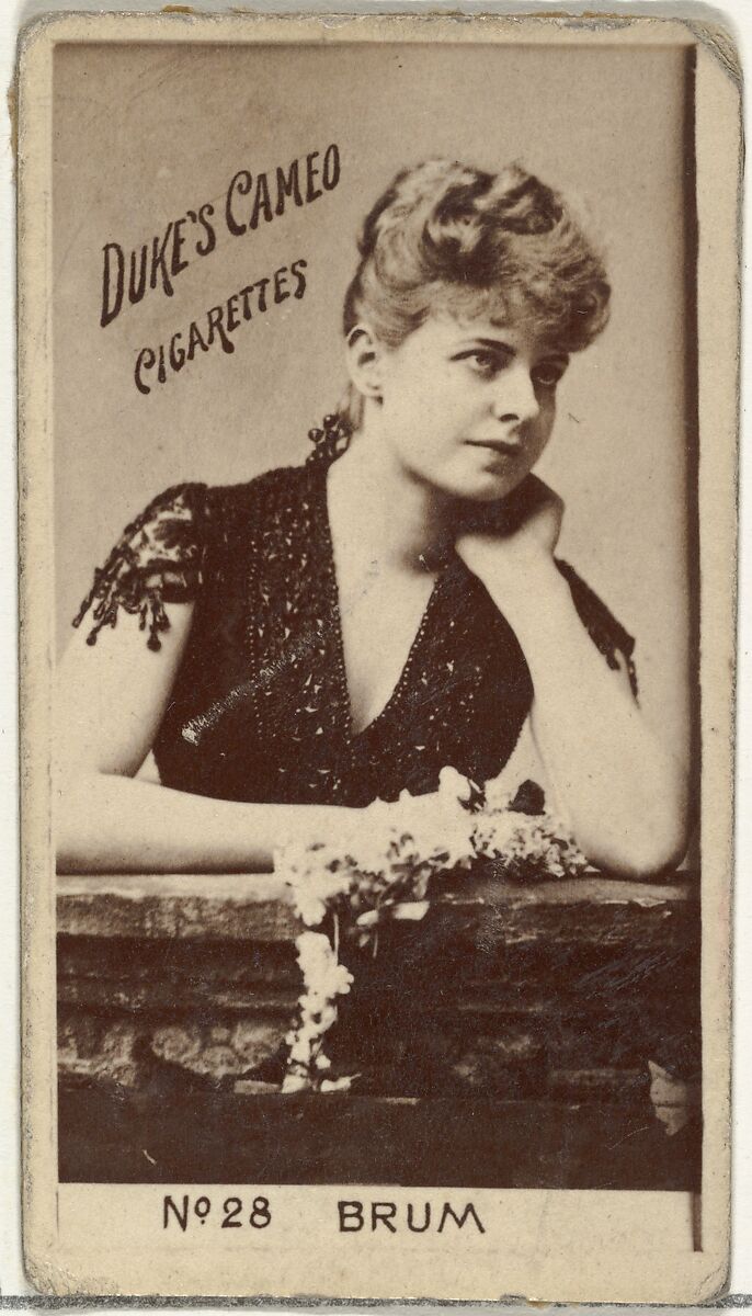 Card Number 28, Miss Brum, from the Actors and Actresses series (N145-4) issued by Duke Sons & Co. to promote Cameo Cigarettes, Issued by W. Duke, Sons &amp; Co. (New York and Durham, N.C.), Albumen photograph 