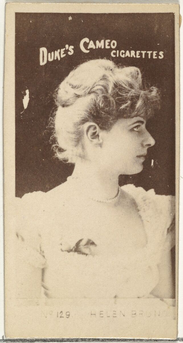 Card Number 129, Miss Helen Brum, from the Actors and Actresses series (N145-4) issued by Duke Sons & Co. to promote Cameo Cigarettes, Issued by W. Duke, Sons &amp; Co. (New York and Durham, N.C.), Albumen photograph 