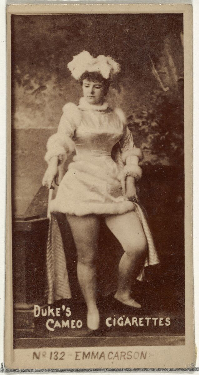 Card Number 132, Emma Carson, from the Actors and Actresses series (N145-4) issued by Duke Sons & Co. to promote Cameo Cigarettes, Issued by W. Duke, Sons &amp; Co. (New York and Durham, N.C.), Albumen photograph 