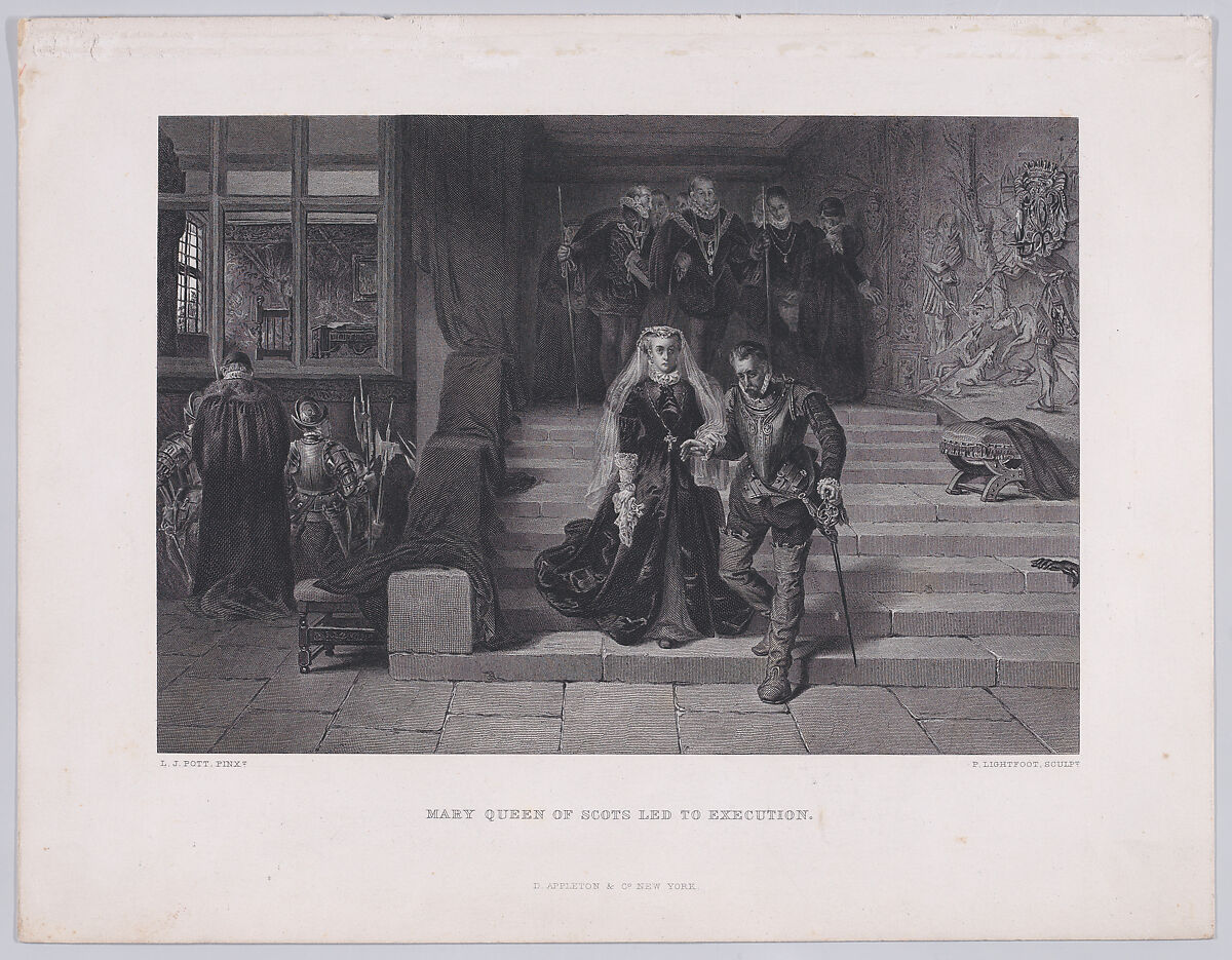 Mary, Queen of Scots led to execution, from "The Art Journal," New Series volume 1, plate 11, page 144, Peter Lightfoot (British, 1805–1885 Blurton, Staffordshire), Etching 