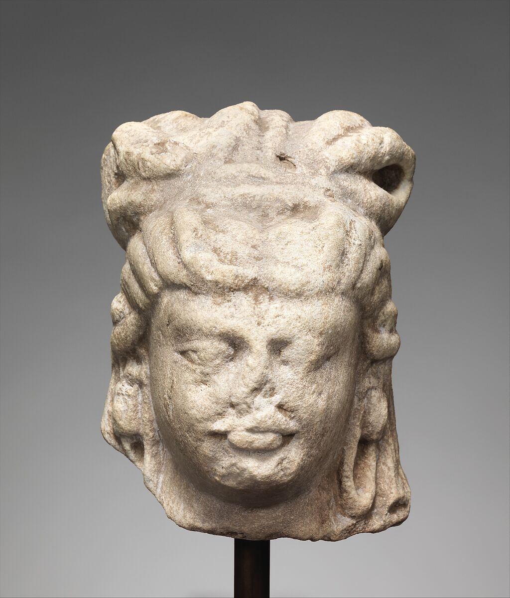 Head of Shiva, Stone, probably chlorite, Northern Pakistan (Brahmanical post-Gupta) 