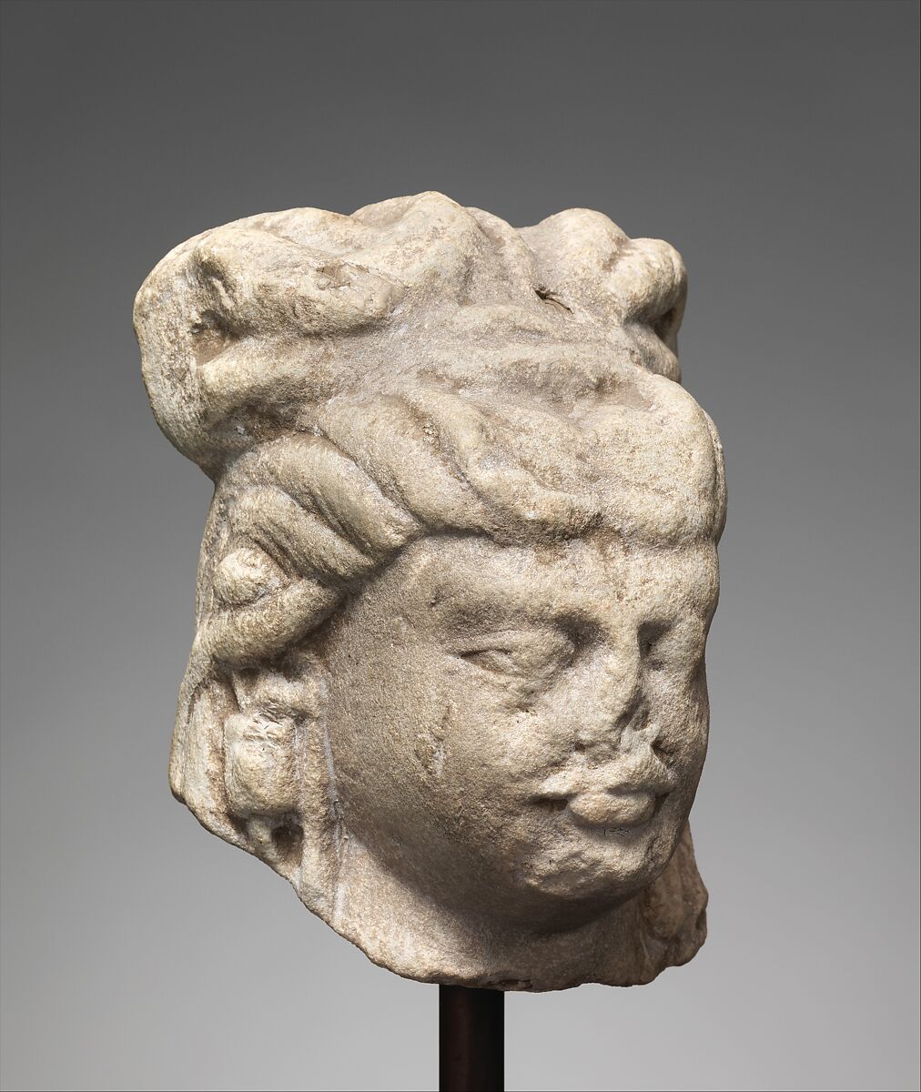 Head of Shiva, Stone, probably chlorite, Northern Pakistan (Brahmanical post-Gupta)