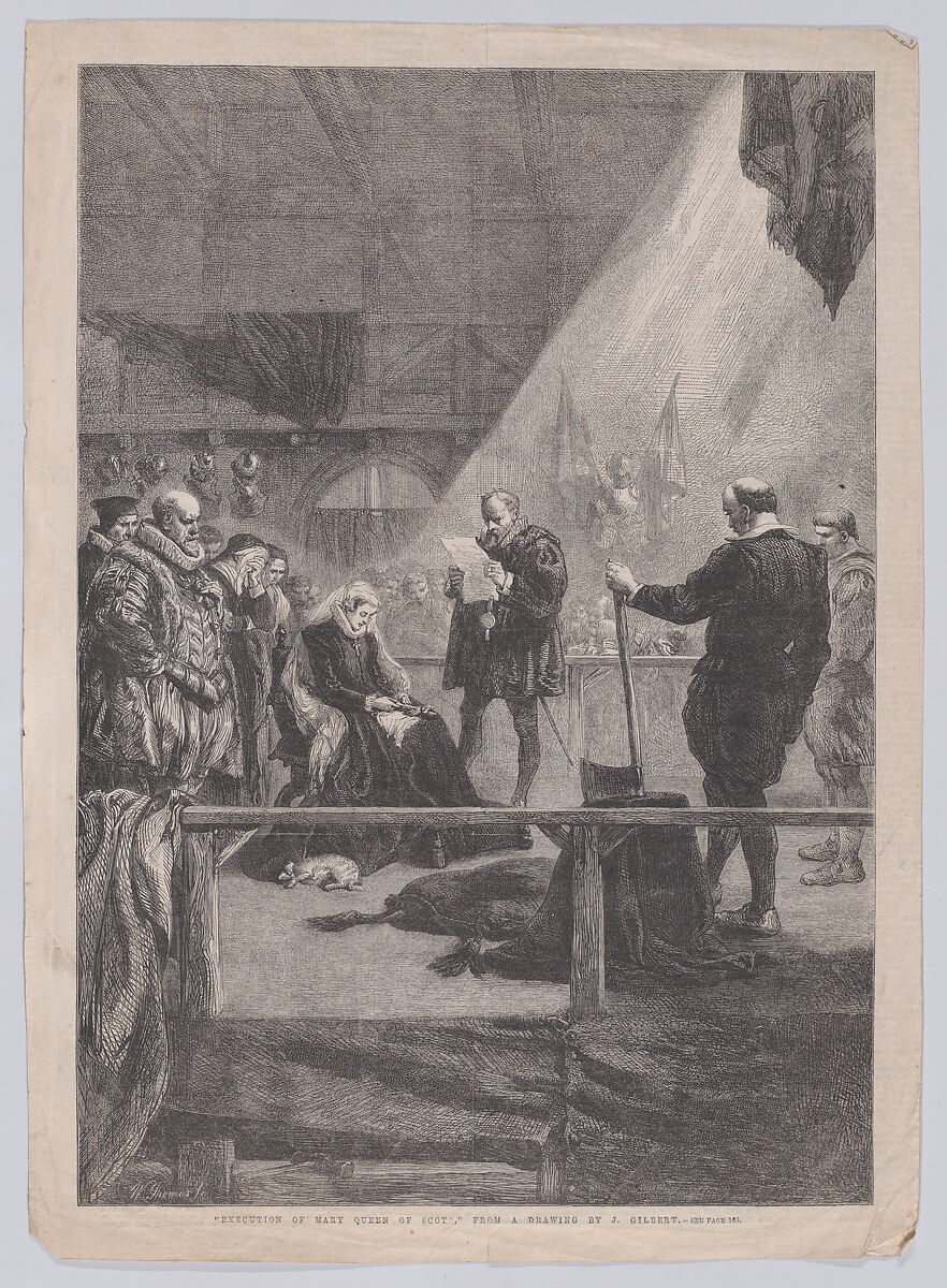 Execution of Mary, Queen of Scots, from "Illustrated London News", William Luson Thomas (British, London 1830–1900 Chertsey, Surrey), Wood engraving 