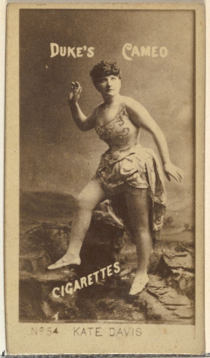 Card Number 54, Kate Davis, from the Actors and Actresses series (N145-4) issued by Duke Sons & Co. to promote Cameo Cigarettes, Issued by W. Duke, Sons &amp; Co. (New York and Durham, N.C.), Albumen photograph 