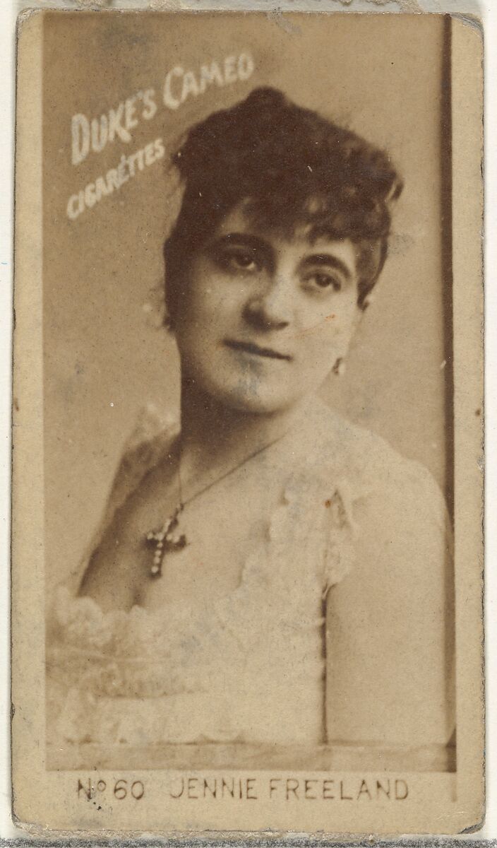 Card Number 60, Jennie Freeland, from the Actors and Actresses series (N145-4) issued by Duke Sons & Co. to promote Cameo Cigarettes, Issued by W. Duke, Sons &amp; Co. (New York and Durham, N.C.), Albumen photograph 