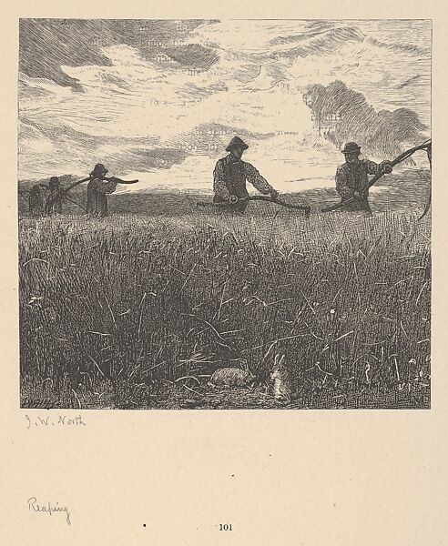 Reaping (from Wayside Posies: Original Poems of the Country Life), After John William North (British, London 1842–1924 Stamborough, Somerset), Wood engraving 