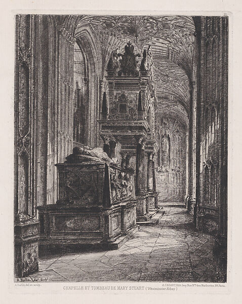 Chapel and Tomb of Mary, Queen of Scots, Westminster Abbey (from "L'Eau-Forte en 1874", plate 21), Auguste Ballin (French, Boulogne-sur-Mer 1842–1909), Etching 