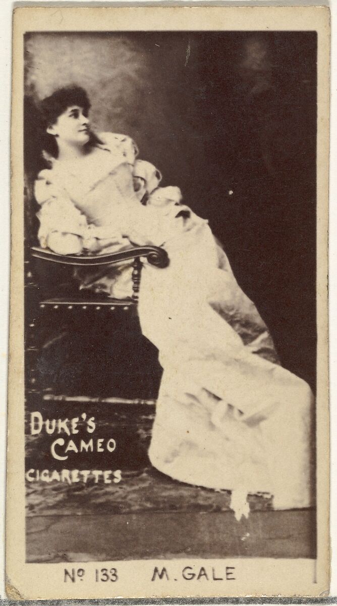 Card Number 133, M. Gale, from the Actors and Actresses series (N145-4) issued by Duke Sons & Co. to promote Cameo Cigarettes, Issued by W. Duke, Sons &amp; Co. (New York and Durham, N.C.), Albumen photograph 