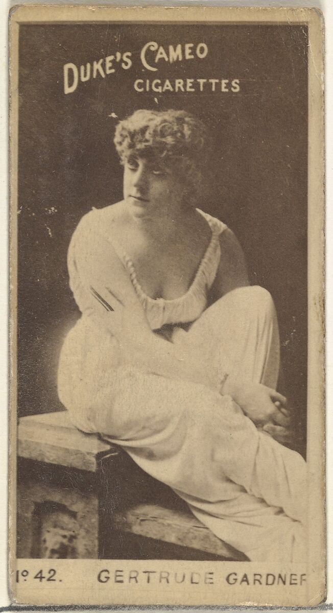 Card Number 42, Gertrude Gardner, from the Actors and Actresses series (N145-4) issued by Duke Sons & Co. to promote Cameo Cigarettes, Issued by W. Duke, Sons &amp; Co. (New York and Durham, N.C.), Albumen photograph 