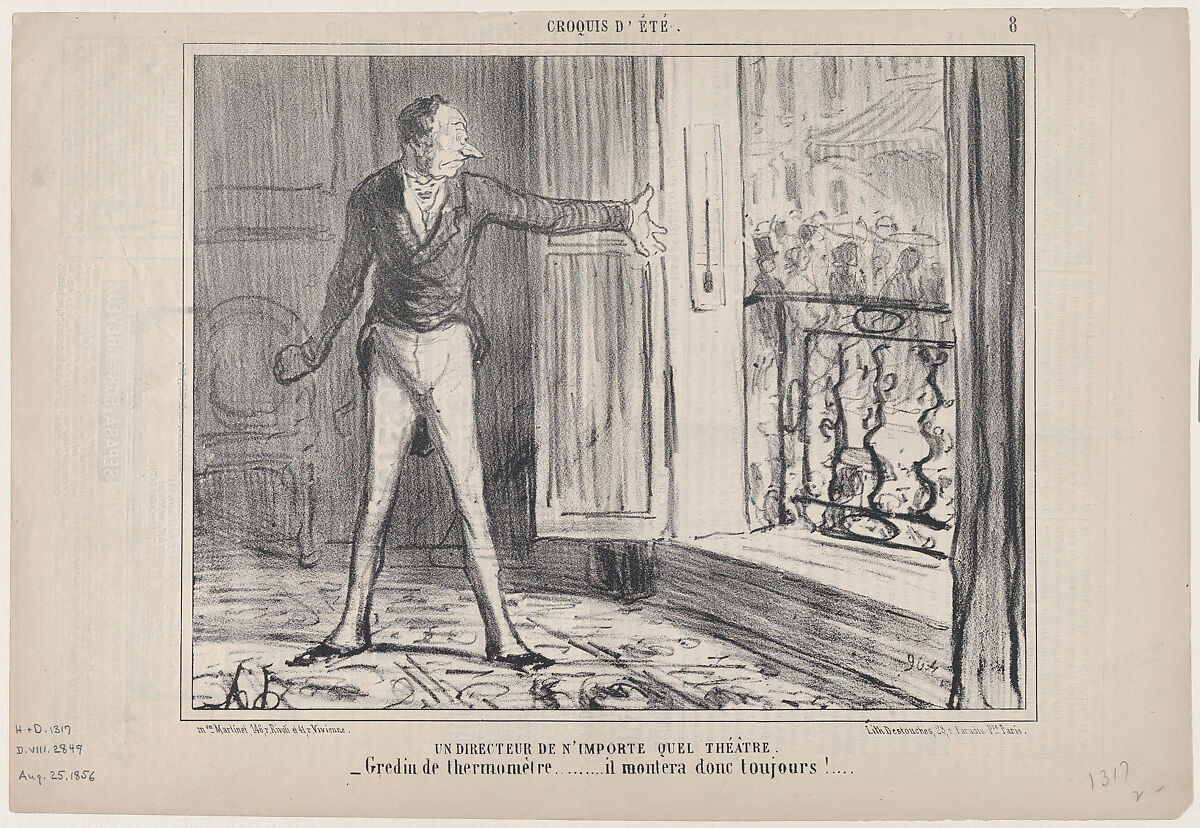 Un Directeur de n'Importe quel Théâtre, from Croquis d'Été, published in Le Charivari, August 25, 1856, Honoré Daumier (French, Marseilles 1808–1879 Valmondois), Lithograph; second state of two (Delteil) 