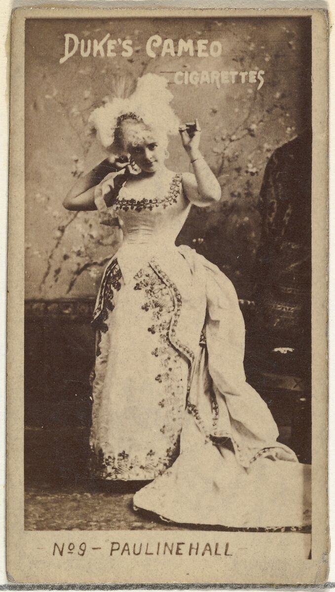 Card Number 9, Pauline Hall, from the Actors and Actresses series (N145-4) issued by Duke Sons & Co. to promote Cameo Cigarettes, Issued by W. Duke, Sons &amp; Co. (New York and Durham, N.C.), Albumen photograph 