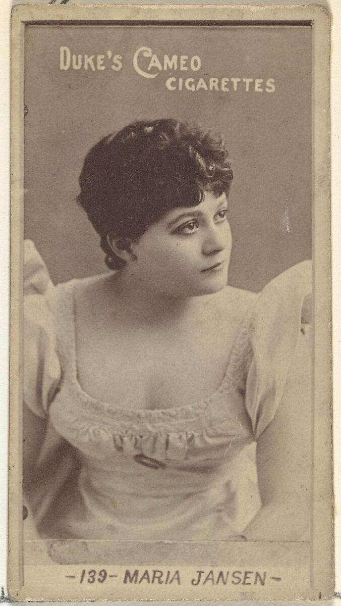 Card Number 139, Marie Jansen, from the Actors and Actresses series (N145-4) issued by Duke Sons & Co. to promote Cameo Cigarettes, Issued by W. Duke, Sons &amp; Co. (New York and Durham, N.C.), Albumen photograph 