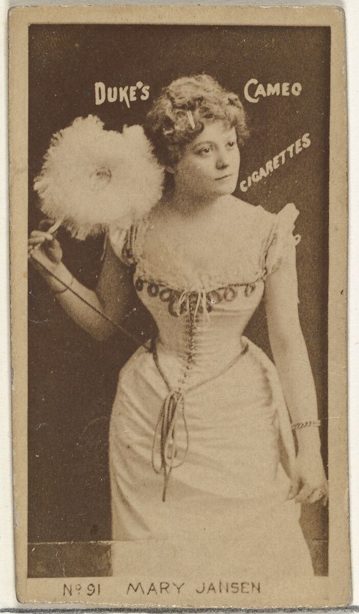 Card Number 91, Marie Jansen, from the Actors and Actresses series (N145-4) issued by Duke Sons & Co. to promote Cameo Cigarettes, Issued by W. Duke, Sons &amp; Co. (New York and Durham, N.C.), Albumen photograph 