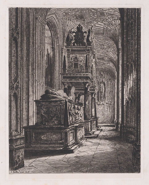 Chapel and Tomb of Mary, Queen of Scots, Westminster Abbey, Auguste Ballin (French, Boulogne-sur-Mer 1842–1909), Etching 