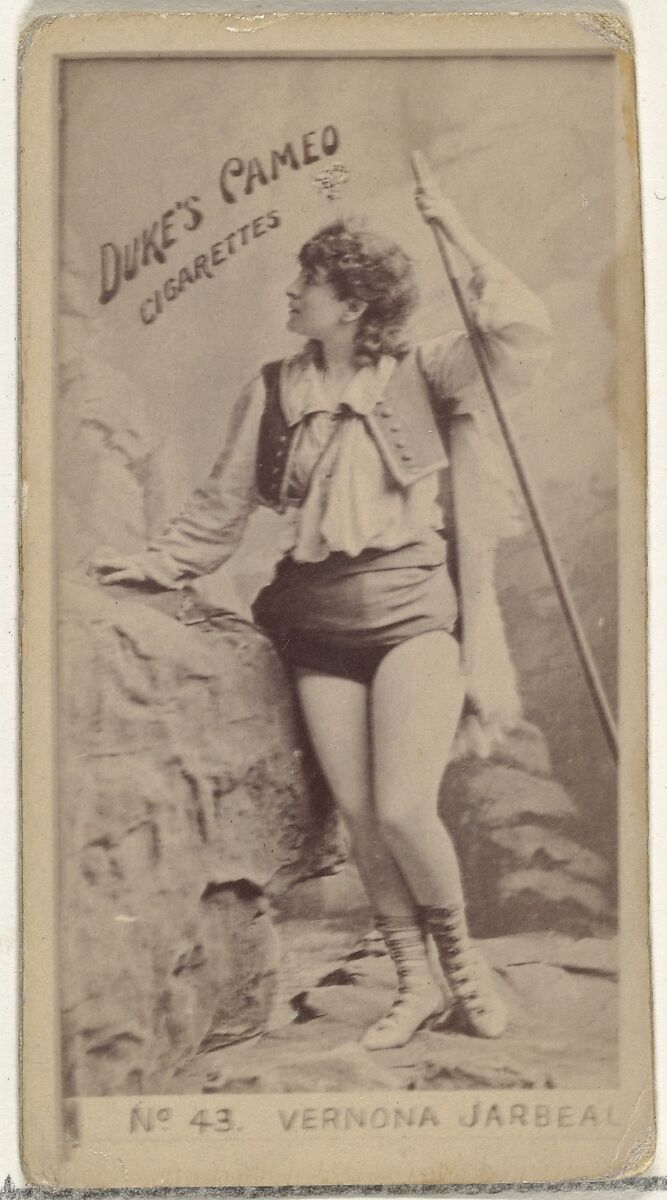 Card Number 43, Vernona Jarbeau, from the Actors and Actresses series (N145-4) issued by Duke Sons & Co. to promote Cameo Cigarettes, Issued by W. Duke, Sons &amp; Co. (New York and Durham, N.C.), Albumen photograph 