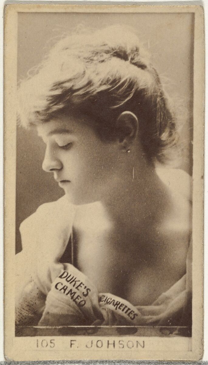 Card Number 105, F. Johnson, from the Actors and Actresses series (N145-4) issued by Duke Sons & Co. to promote Cameo Cigarettes, Issued by W. Duke, Sons &amp; Co. (New York and Durham, N.C.), Albumen photograph 