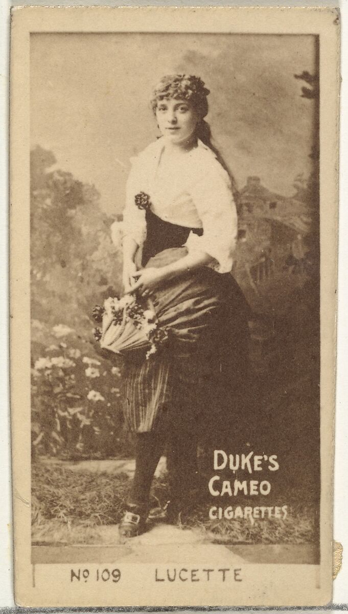 Card Number 109, Lucette, from the Actors and Actresses series (N145-4) issued by Duke Sons & Co. to promote Cameo Cigarettes, Issued by W. Duke, Sons &amp; Co. (New York and Durham, N.C.), Albumen photograph 