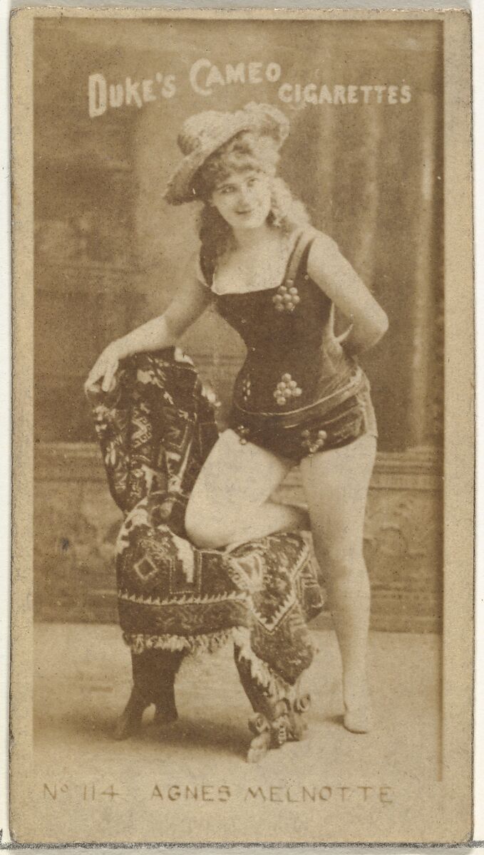 Card Number 114, Agnes Melnotte, from the Actors and Actresses series (N145-4) issued by Duke Sons & Co. to promote Cameo Cigarettes, Issued by W. Duke, Sons &amp; Co. (New York and Durham, N.C.), Albumen photograph 