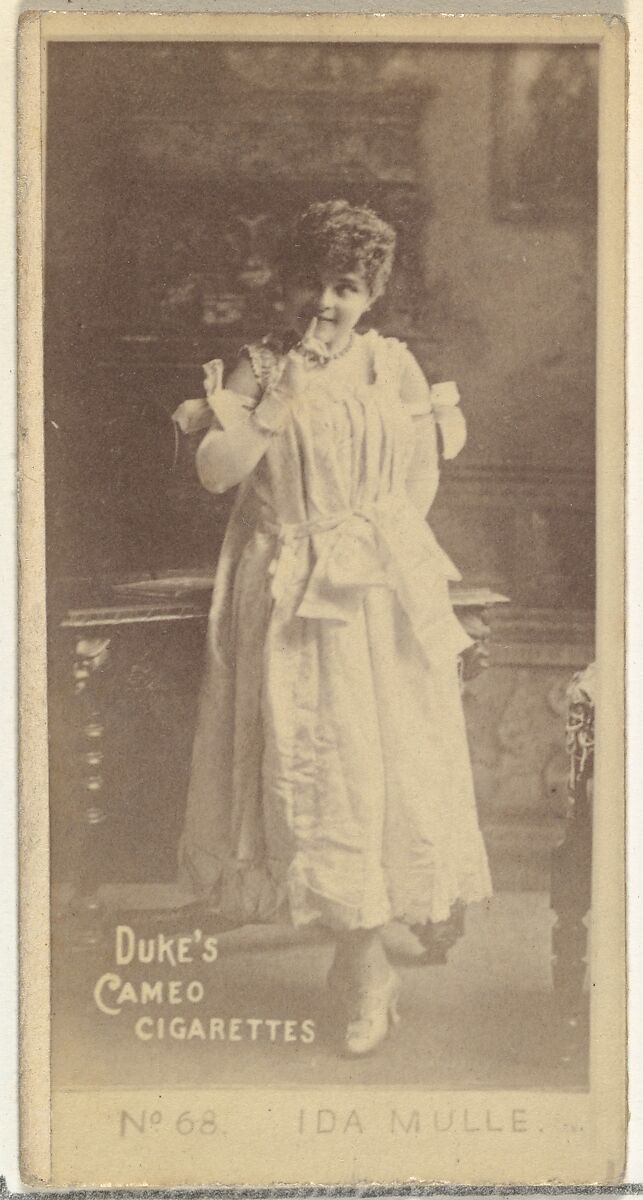 Card Number 68, Ida Mulle, from the Actors and Actresses series (N145-4) issued by Duke Sons & Co. to promote Cameo Cigarettes, Issued by W. Duke, Sons &amp; Co. (New York and Durham, N.C.), Albumen photograph 