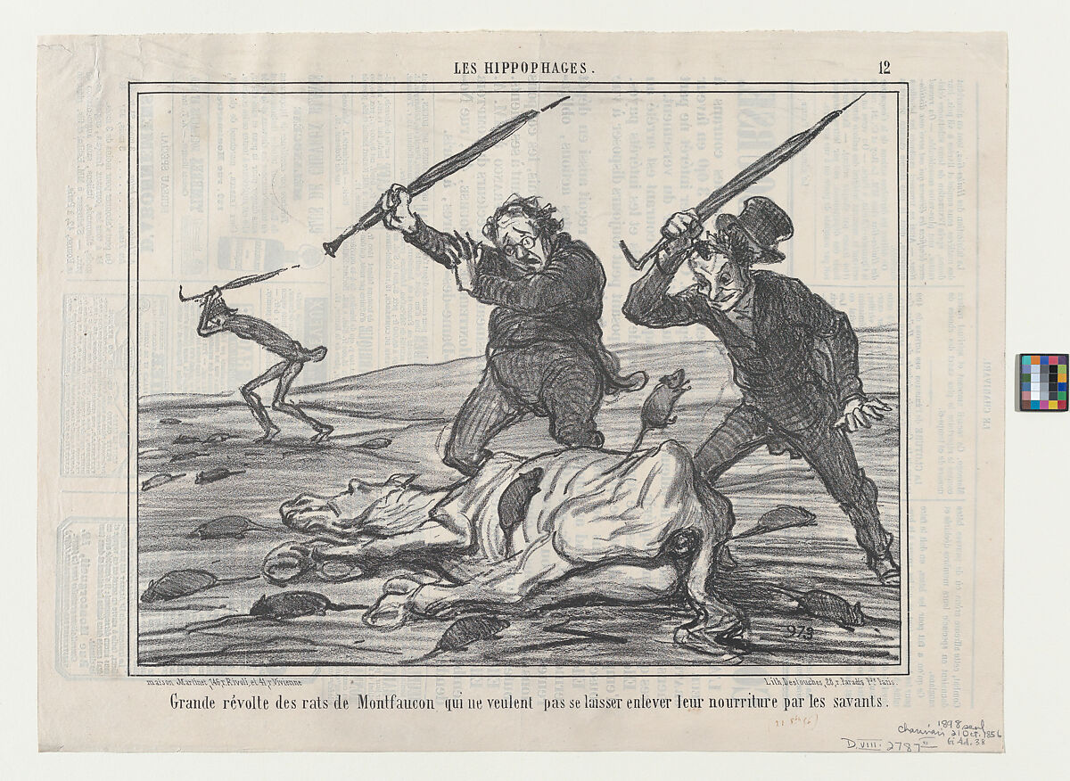 Grande révolte des rats de montfaucon, from Les Hippophages, published in Le Charivari, October 21, 1856, Honoré Daumier (French, Marseilles 1808–1879 Valmondois), Lithograph; second state of two (Delteil) 