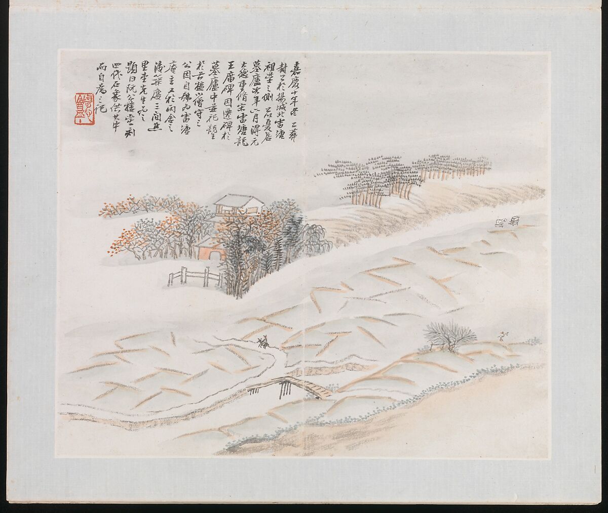 Ten Sites Associated with Ruan Yuan, Wang Jun (Chinese, 1816–after 1883), Album of ten paintings; ink and color on paper, China