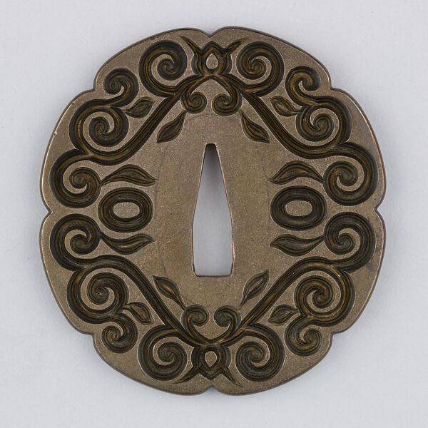 Sword Guard (Tsuba), Copper-gold alloy (shakudō), copper-silver alloy (shibuichi), copper, Japanese