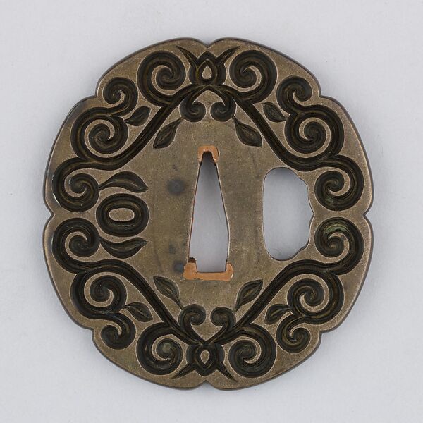 Sword Guard (Tsuba), Copper-gold alloy (shakudō), copper-silver alloy (shibuichi), copper, Japanese