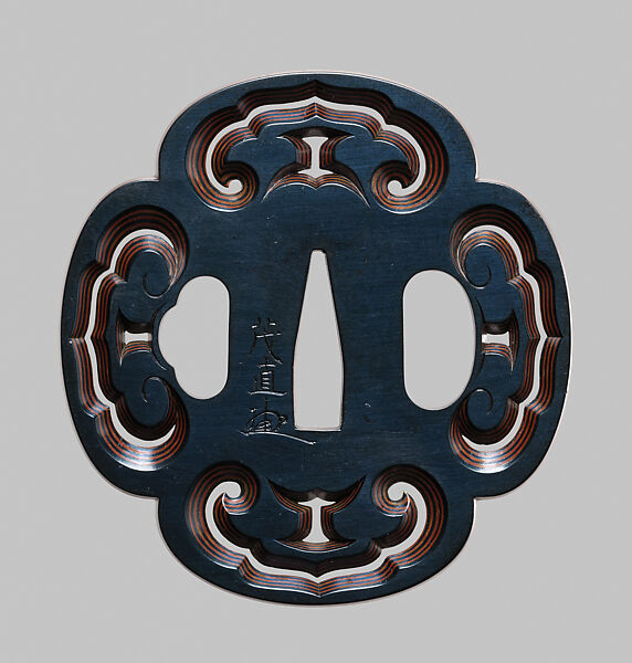 Sword guard (<i>Tsuba</i>), 黒川兼四郎茂直作 Kurokawa Kenshirō Shigenao (Japanese, 1822–1853), Copper-gold alloy (<i>shakudō</i>), copper, Japanese 