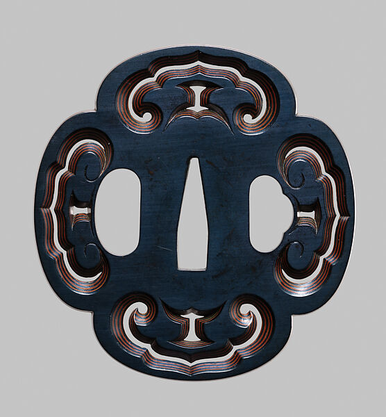 Sword guard (<i>Tsuba</i>), 黒川兼四郎茂直作 Kurokawa Kenshirō Shigenao (Japanese, 1822–1853), Copper-gold alloy (<i>shakudō</i>), copper, Japanese