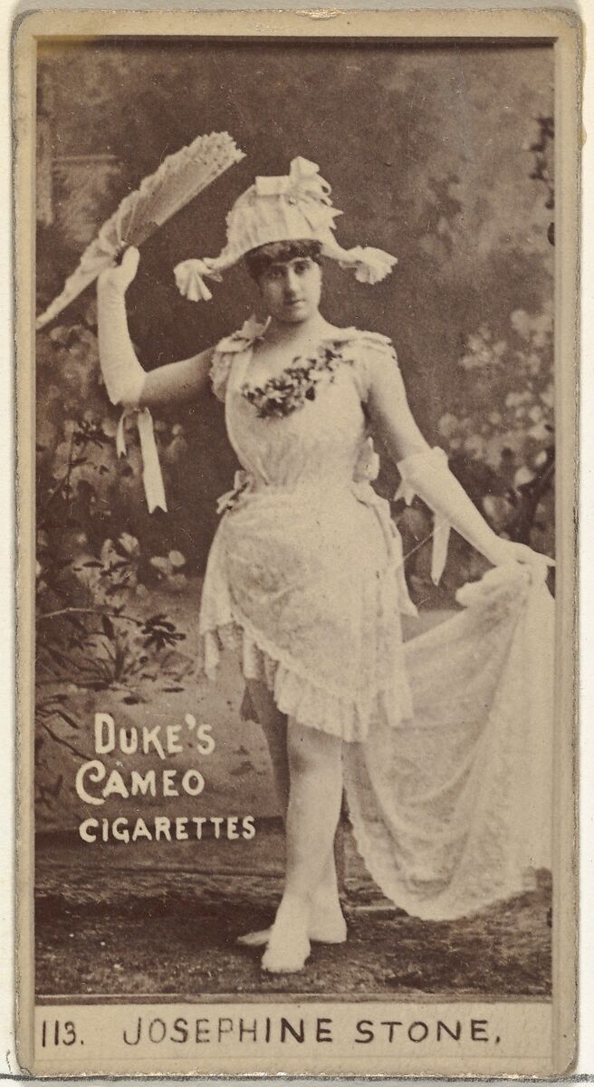 Card Number 113, Josephine Stone, from the Actors and Actresses series (N145-4) issued by Duke Sons & Co. to promote Cameo Cigarettes, Issued by W. Duke, Sons &amp; Co. (New York and Durham, N.C.), Albumen photograph 