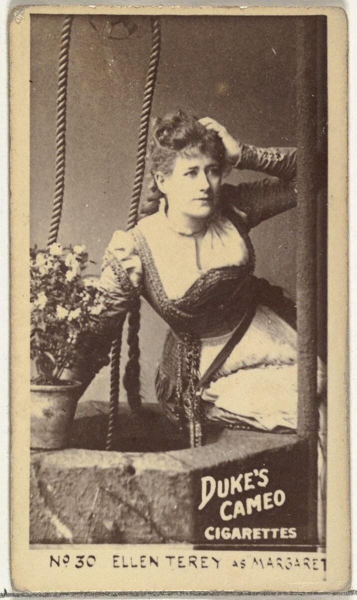 Card Number 30, Ellen Terey as Margaret, from the Actors and Actresses series (N145-4) issued by Duke Sons & Co. to promote Cameo Cigarettes, Issued by W. Duke, Sons &amp; Co. (New York and Durham, N.C.), Albumen photograph 