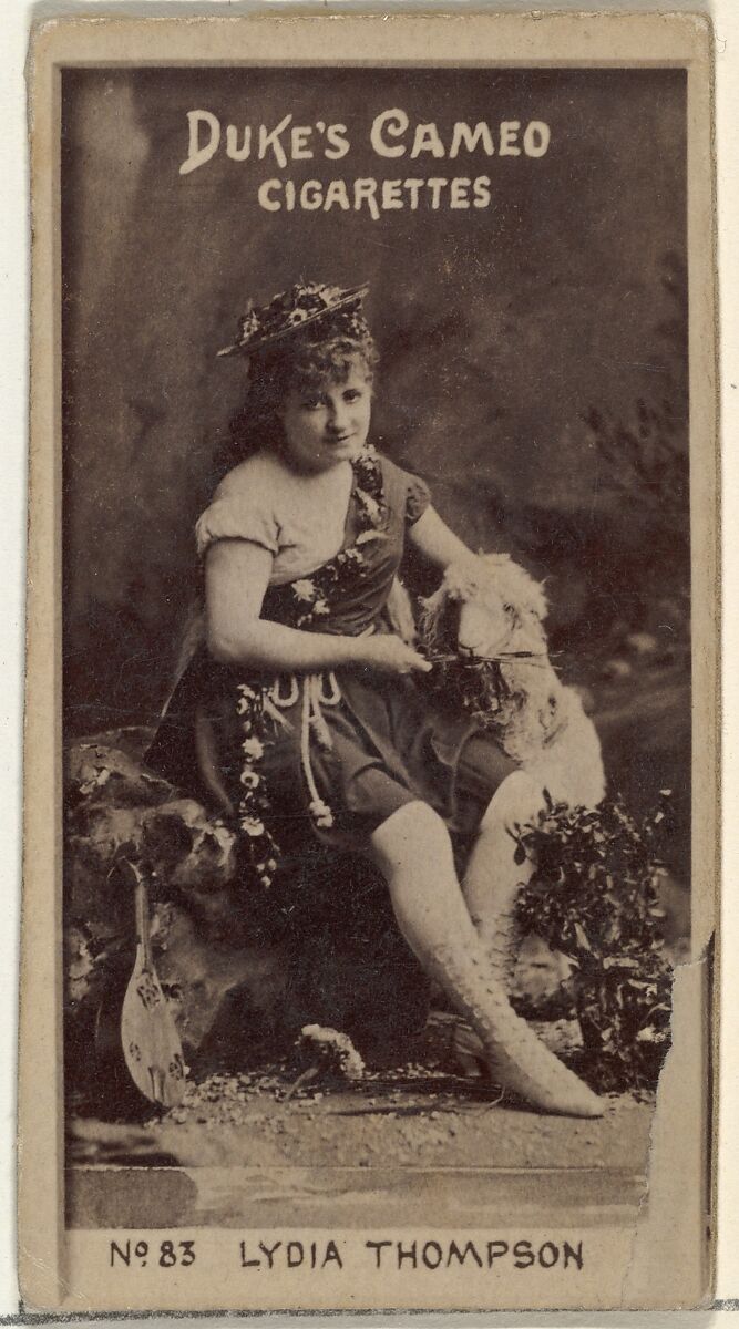 Card Number 83, Lydia Thompson, from the Actors and Actresses series (N145-4) issued by Duke Sons & Co. to promote Cameo Cigarettes, Issued by W. Duke, Sons &amp; Co. (New York and Durham, N.C.), Albumen photograph 