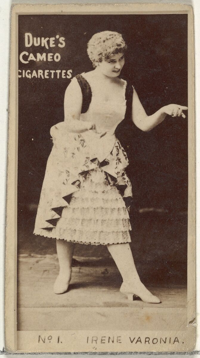Card Number 1, Irene Varonia, from the Actors and Actresses series (N145-4) issued by Duke Sons & Co. to promote Cameo Cigarettes, Issued by W. Duke, Sons &amp; Co. (New York and Durham, N.C.), Albumen photograph 