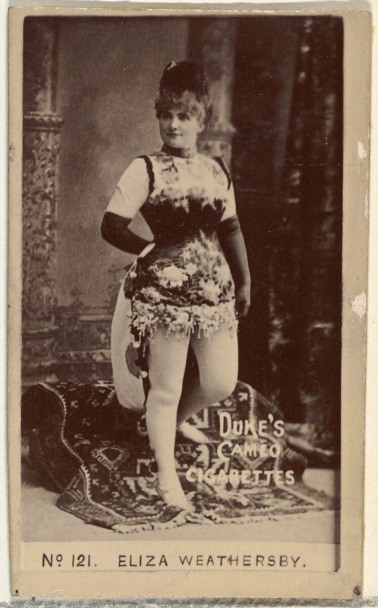 Card Number 121, Eliza Weathersby, from the Actors and Actresses series (N145-4) issued by Duke Sons & Co. to promote Cameo Cigarettes, Issued by W. Duke, Sons &amp; Co. (New York and Durham, N.C.), Albumen photograph 