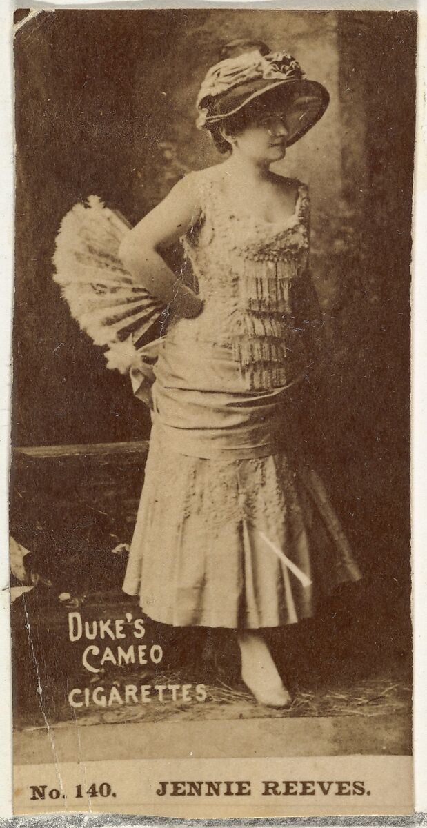 Card Number 140, Jennie Reeves, from the Actors and Actresses series (N145-4) issued by Duke Sons & Co. to promote Cameo Cigarettes, Issued by W. Duke, Sons &amp; Co. (New York and Durham, N.C.), Albumen photograph 