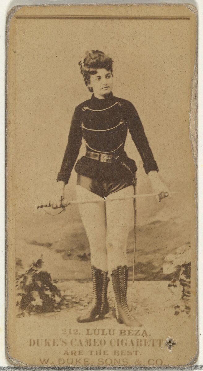 Card Number 212, Lulu Beza, from the Actors and Actresses series (N145-5) issued by Duke Sons & Co. to promote Cameo Cigarettes, Issued by W. Duke, Sons &amp; Co. (New York and Durham, N.C.), Albumen photograph 