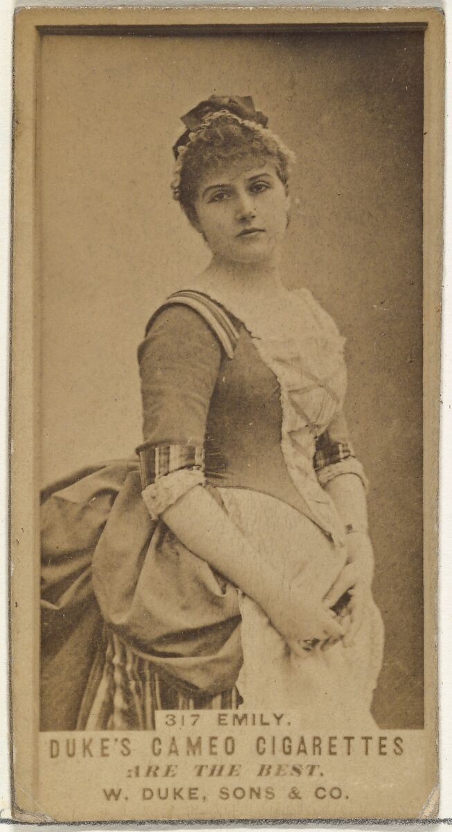 Card Number 317, Miss Emily, from the Actors and Actresses series (N145-5) issued by Duke Sons & Co. to promote Cameo Cigarettes, Issued by W. Duke, Sons &amp; Co. (New York and Durham, N.C.), Albumen photograph 