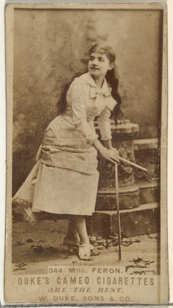 Card Number 344, Mlle. Feron, from the Actors and Actresses series (N145-5) issued by Duke Sons & Co. to promote Cameo Cigarettes, Issued by W. Duke, Sons &amp; Co. (New York and Durham, N.C.), Albumen photograph 