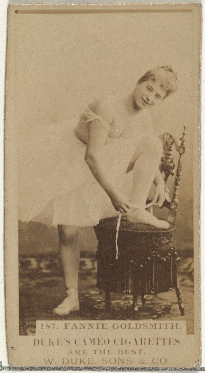 Card Number 187, Fannie Goldsmith, from the Actors and Actresses series (N145-5) issued by Duke Sons & Co. to promote Cameo Cigarettes, Issued by W. Duke, Sons &amp; Co. (New York and Durham, N.C.), Albumen photograph 