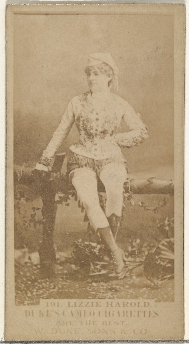 Card Number 191, Lizzie Harold, from the Actors and Actresses series (N145-5) issued by Duke Sons & Co. to promote Cameo Cigarettes, Issued by W. Duke, Sons &amp; Co. (New York and Durham, N.C.), Albumen photograph 