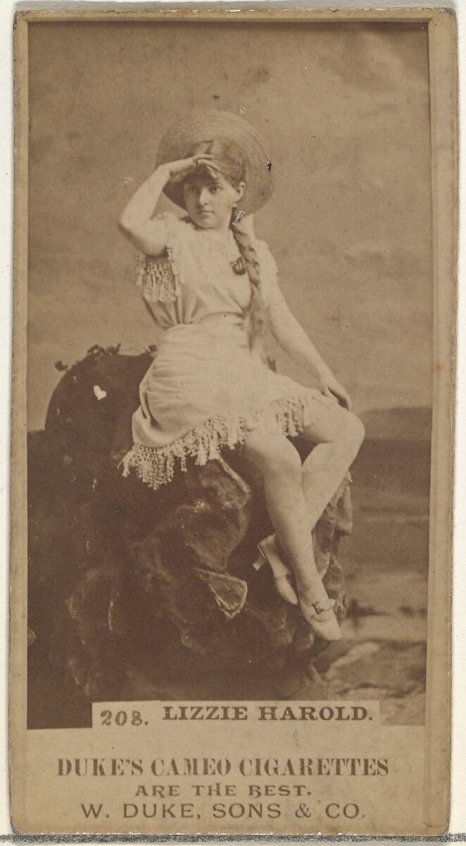Card Number 208, Lizzie Harold, from the Actors and Actresses series (N145-5) issued by Duke Sons & Co. to promote Cameo Cigarettes, Issued by W. Duke, Sons &amp; Co. (New York and Durham, N.C.), Albumen photograph 