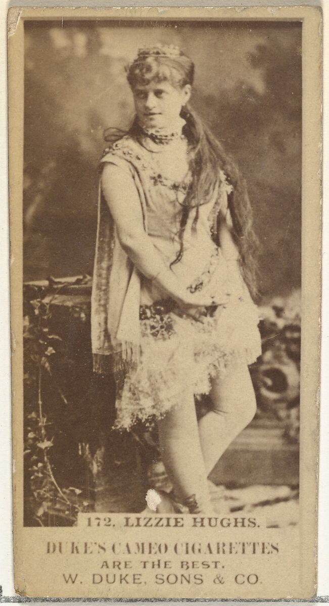 Card Number 172, Lizzie Hughs, from the Actors and Actresses series (N145-5) issued by Duke Sons & Co. to promote Cameo Cigarettes, Issued by W. Duke, Sons &amp; Co. (New York and Durham, N.C.), Albumen photograph 