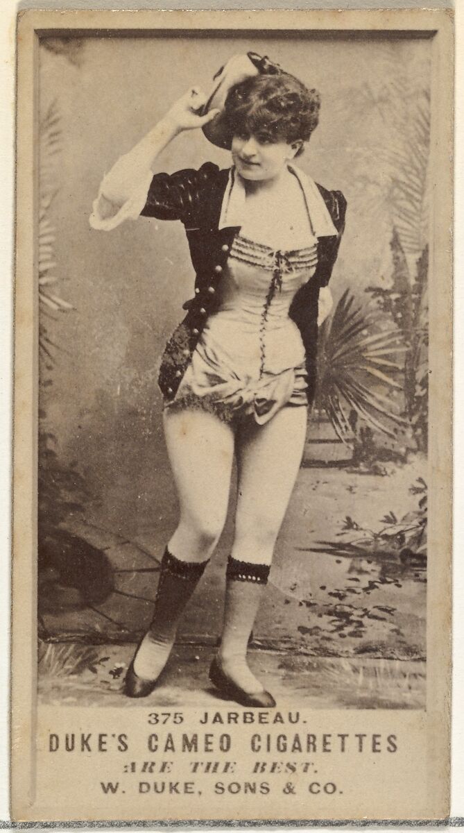 Card Number 375, Miss Jarbeau, from the Actors and Actresses series (N145-5) issued by Duke Sons & Co. to promote Cameo Cigarettes, Issued by W. Duke, Sons &amp; Co. (New York and Durham, N.C.), Albumen photograph 