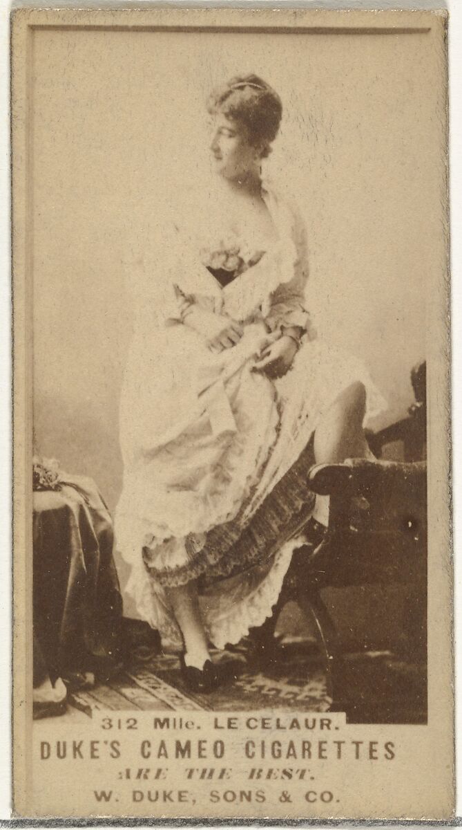 Card Number 312, Mlle. Le Celaur, from the Actors and Actresses series (N145-5) issued by Duke Sons & Co. to promote Cameo Cigarettes, Issued by W. Duke, Sons &amp; Co. (New York and Durham, N.C.), Albumen photograph 