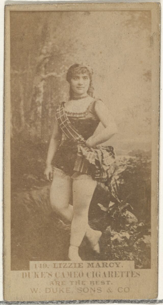 Card Number 149, Lizzie Marcy, from the Actors and Actresses series (N145-5) issued by Duke Sons & Co. to promote Cameo Cigarettes, Issued by W. Duke, Sons &amp; Co. (New York and Durham, N.C.), Albumen photograph 