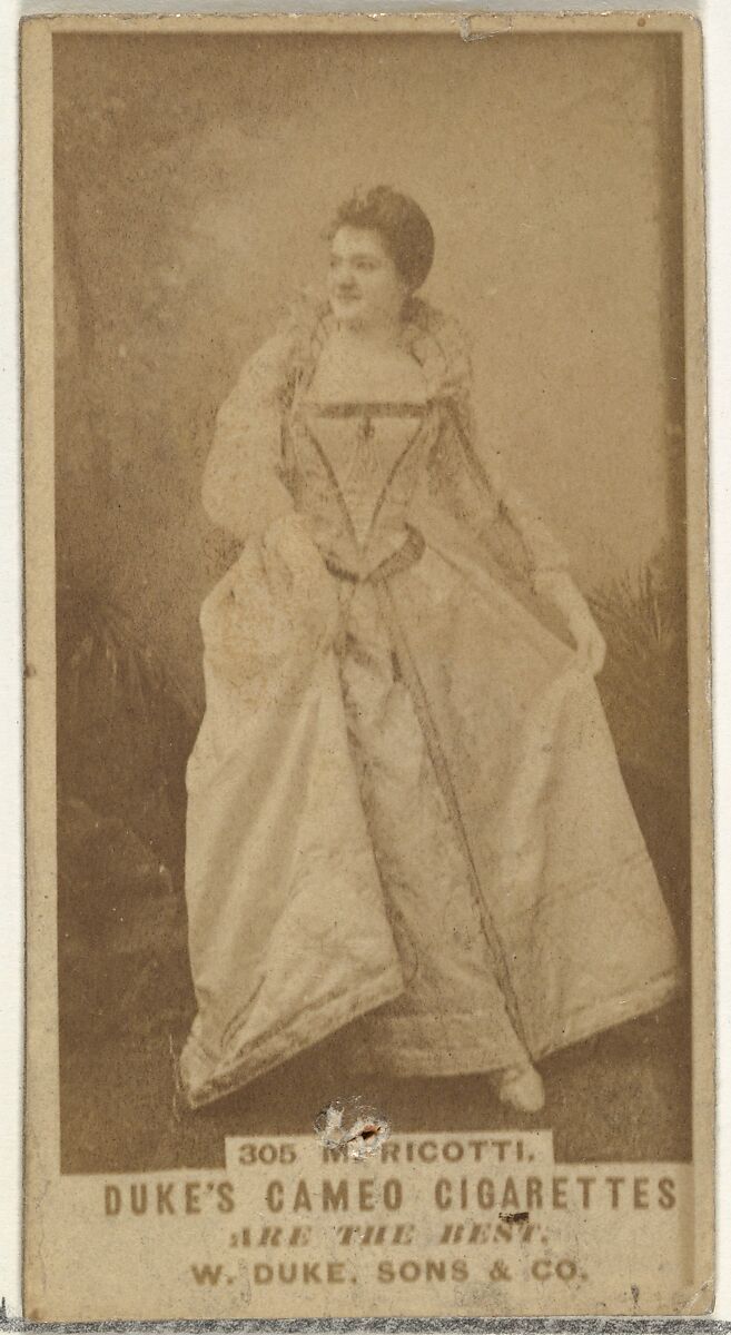 Card Number 305, M. Ricotti, from the Actors and Actresses series (N145-5) issued by Duke Sons & Co. to promote Cameo Cigarettes, Issued by W. Duke, Sons &amp; Co. (New York and Durham, N.C.), Albumen photograph 