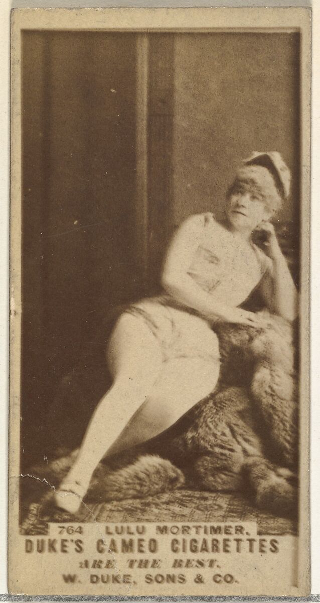 Card Number 764, Lulu Mortimer, from the Actors and Actresses series (N145-5) issued by Duke Sons & Co. to promote Cameo Cigarettes, Issued by W. Duke, Sons &amp; Co. (New York and Durham, N.C.), Albumen photograph 