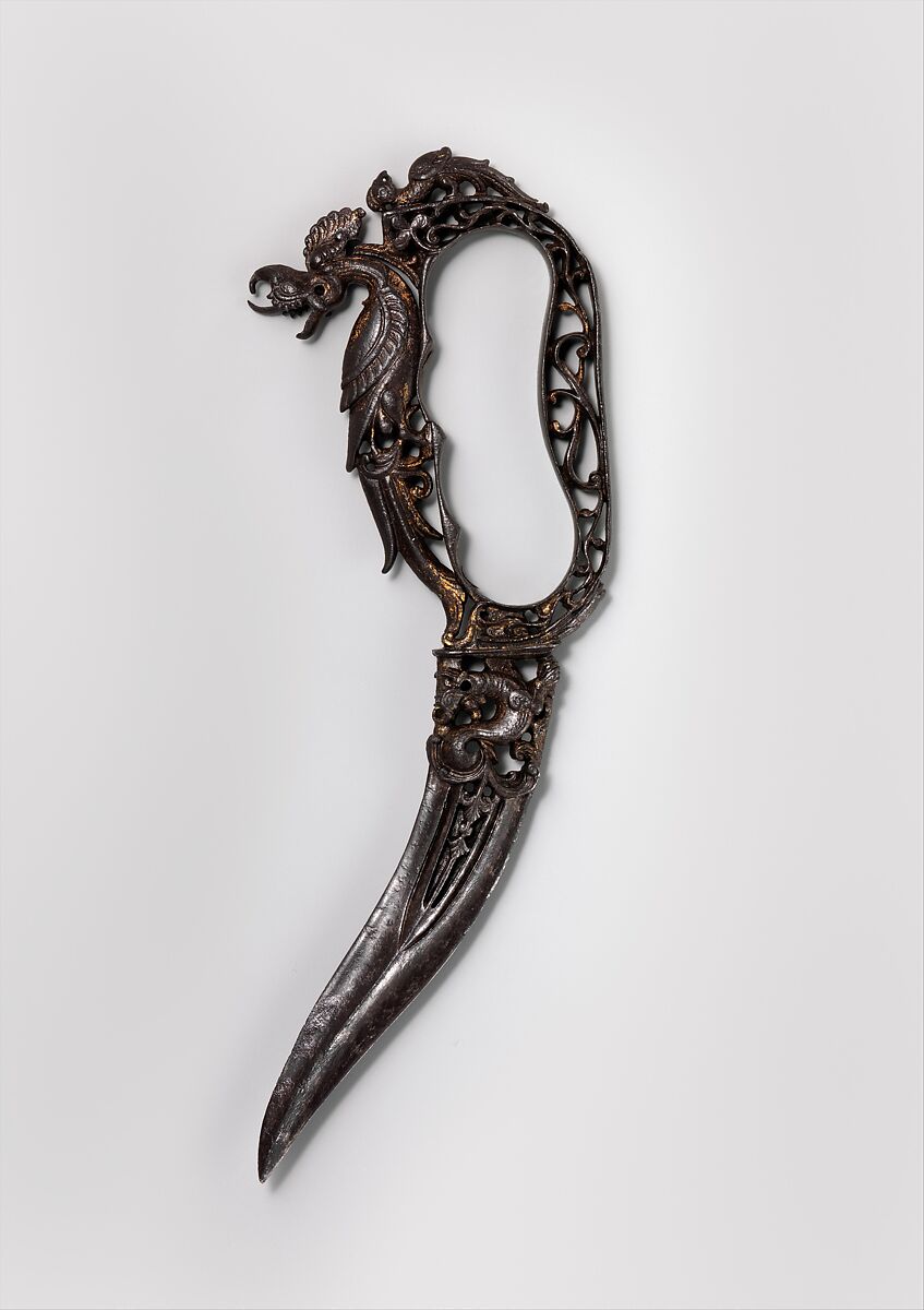 Dagger (Bichuwa), Steel, gold, Indian, Thanjavur 