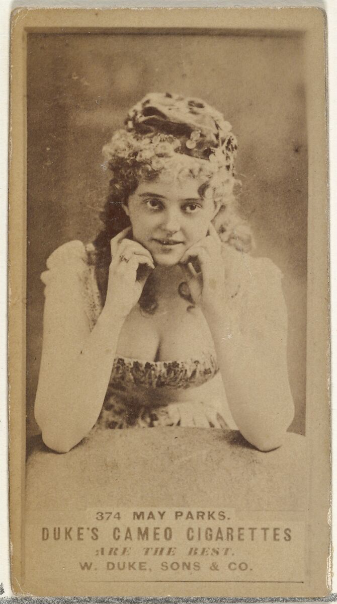 Card Number 374, May Parks, from the Actors and Actresses series (N145-5) issued by Duke Sons & Co. to promote Cameo Cigarettes, Issued by W. Duke, Sons &amp; Co. (New York and Durham, N.C.), Albumen photograph 